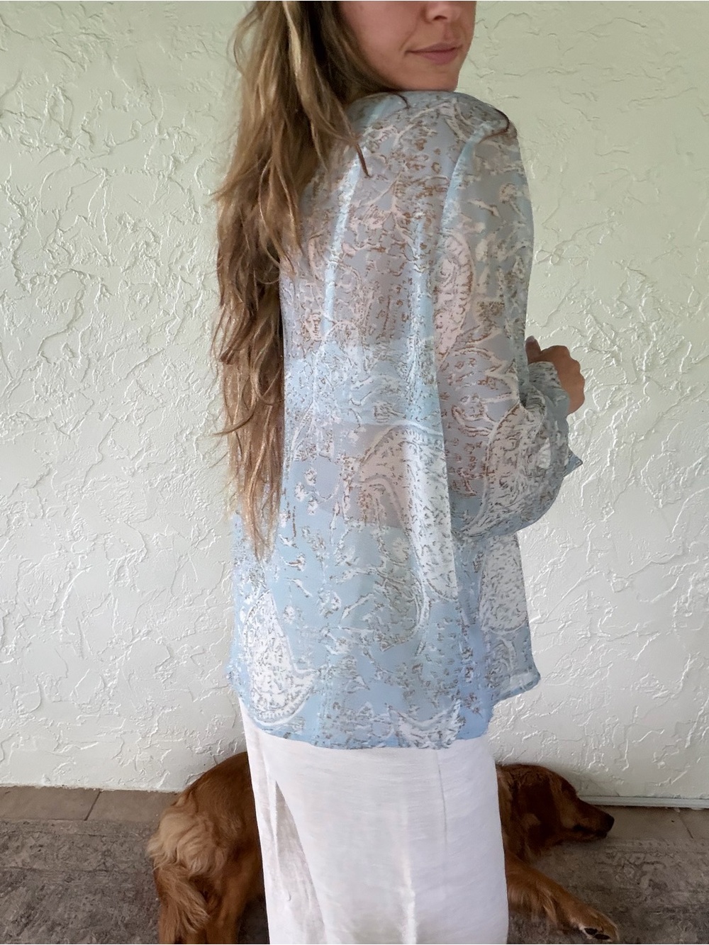 Jordan size XL sheer long sleeve blouse - Picture 4 of 5